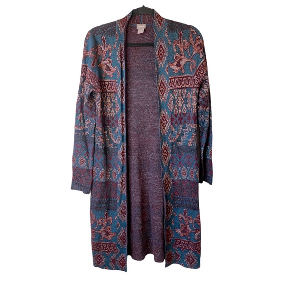 Chico’s Multicolor Mixed Print Open Front Thick Cardigan Size 0/Small - Picture 2 of 10